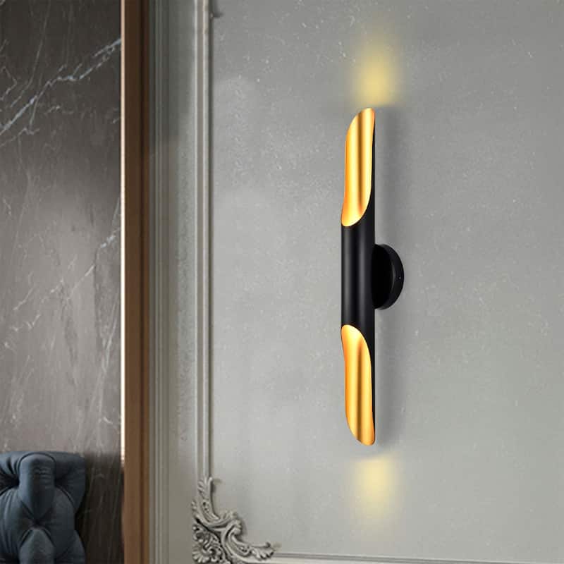 Jordona 5 Inch Two way Modern Design Wall Sonces - Matte Black and Gold