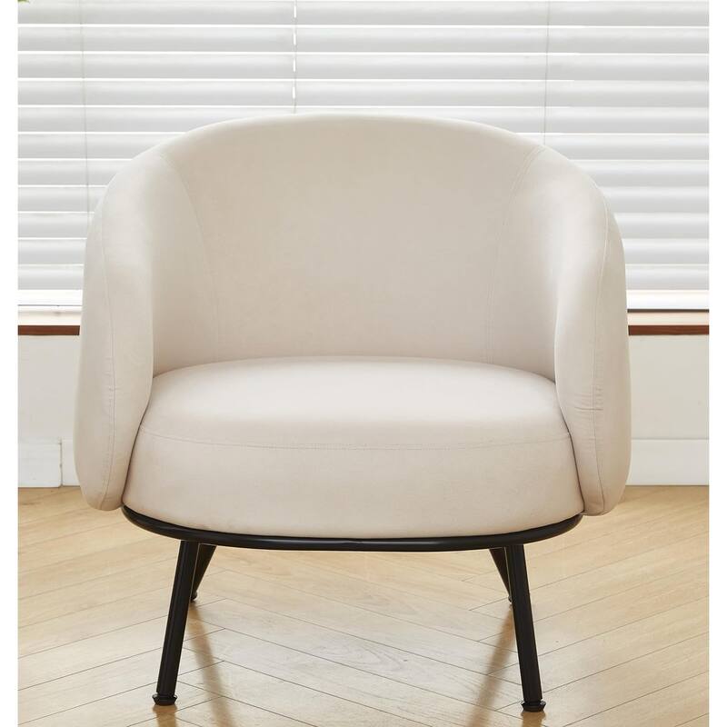 US Pride Furniture Luxury and Elegance Modern Channel Chair with Velvet Fabric Material Dense Foam and Heavy Webbing - Beige