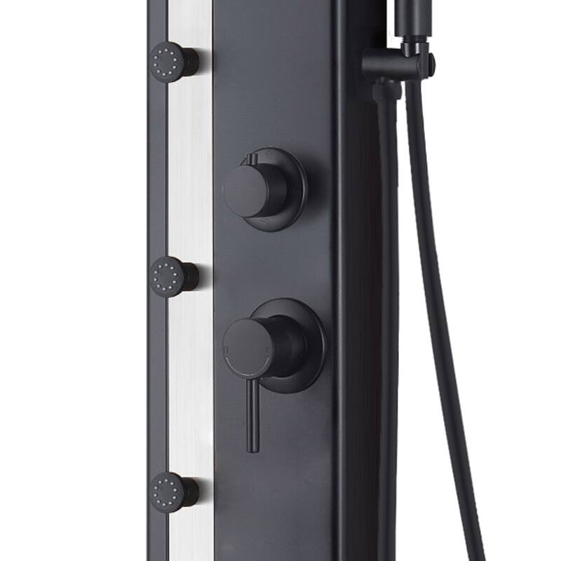 Eclipse 8-in Rain Showerhead ShowerSpa with 4-Body Jets and Handshower Matte Black and Brushed Stainless Steel 1.8 GPM