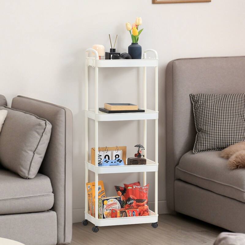 Storage Cart, Shelf Organizer Mobile Shelving, Multifunction Movable Storage Organizer