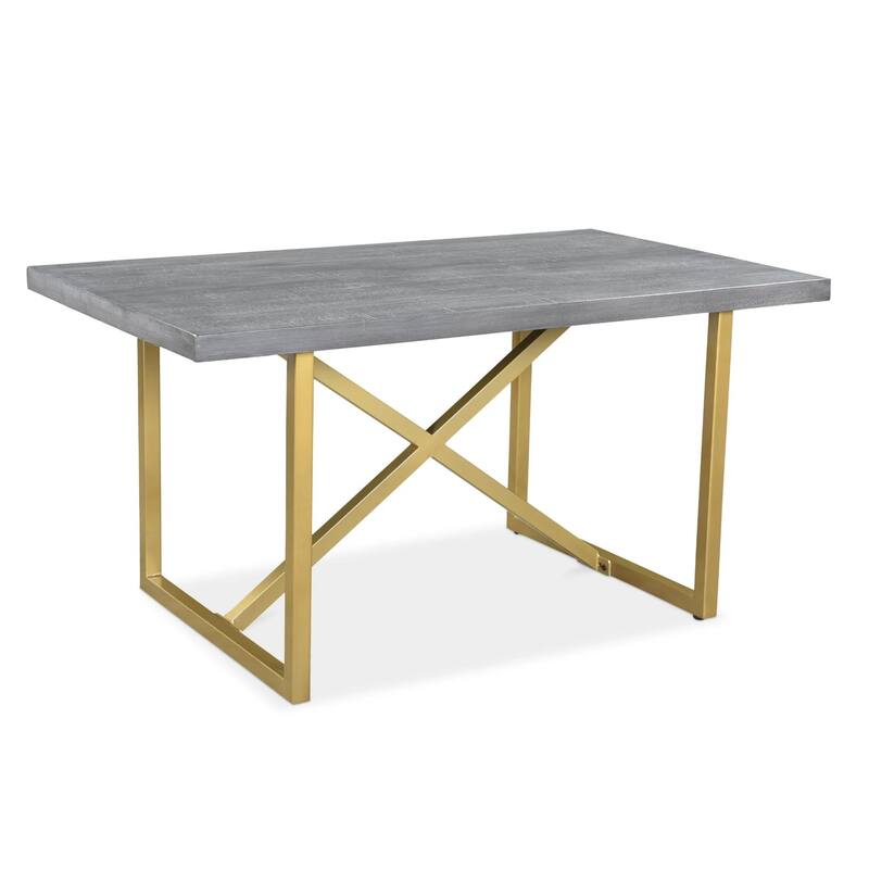 Grey Mango Wood Dining Table With Gold Legs - 60" - 71"
