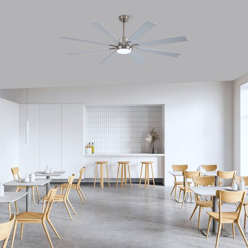 72 Inch Ceiling Fan With Light Kit 3 Color Dimmable LED, DC 6 Speed ,8 PCS Plywood Reversible Blades