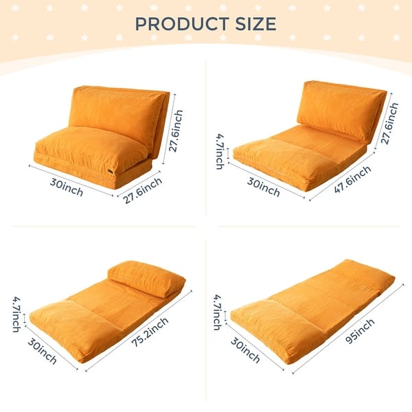 dimension image slide 28 of 31, Corduroy Bean Bag Folding Sofa Bed