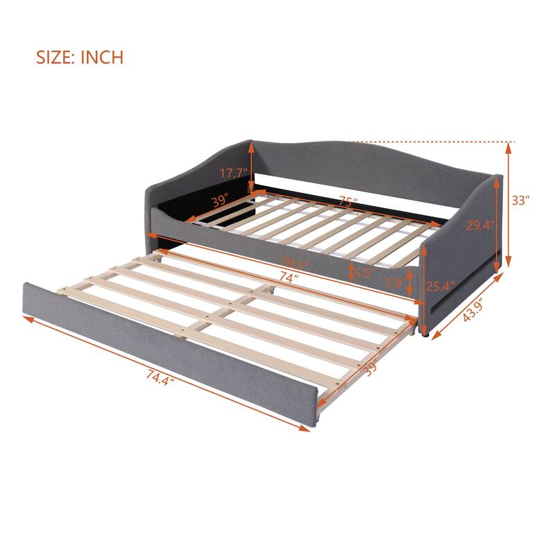Teddy Fleece Daybed with Trundle and LED Lights