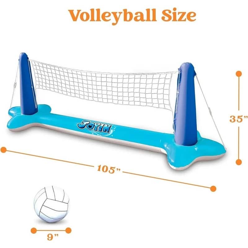 Syncfun Blue Inflatable Pool Float Volleyball Net & Basketball Hoops ...