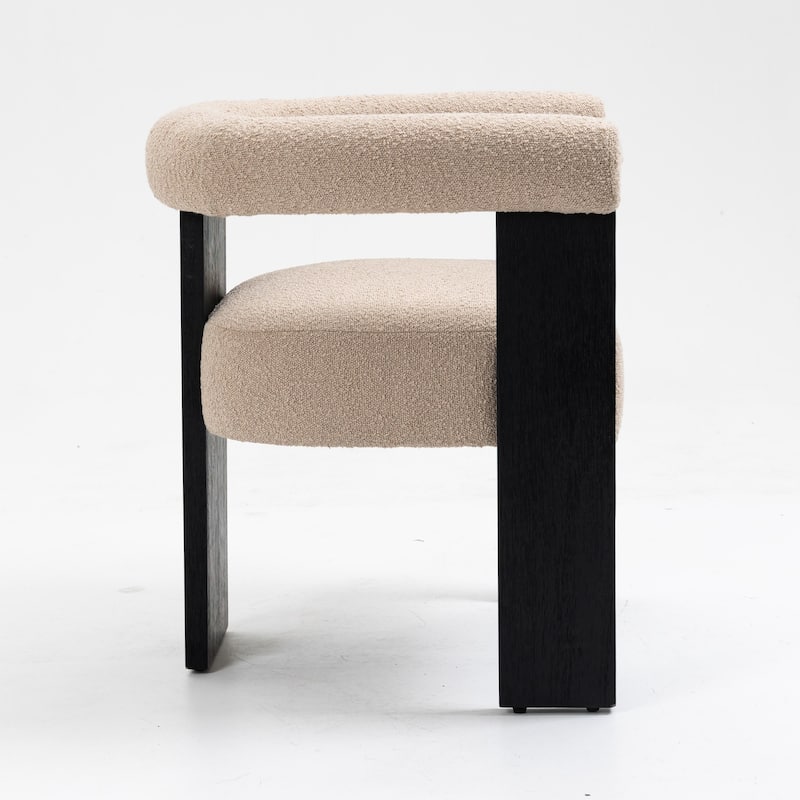Owena Modern Armchair Upholstered Brushed Fabric with Padding Wood Frame