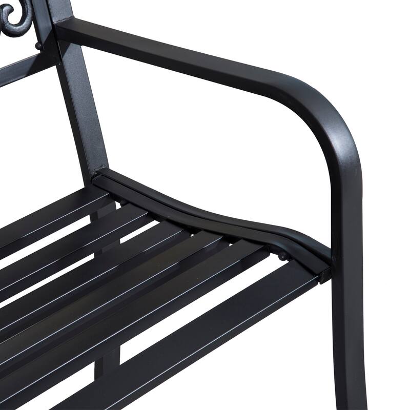 Outsunny 50" Blossoming Pattern Garden Decorative Patio Park Bench with Beautiful Design & Seats for 3 People