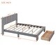 preview thumbnail 46 of 50, Gray Full Velvet Upholstered Bed with Large Storage Drawer - Luxurious Design
