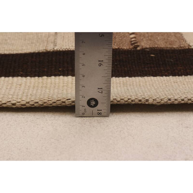 ECARPETGALLERY Flat-Weave Anatolia Patch Cream Wool Kilim - 6'4 x 10'0