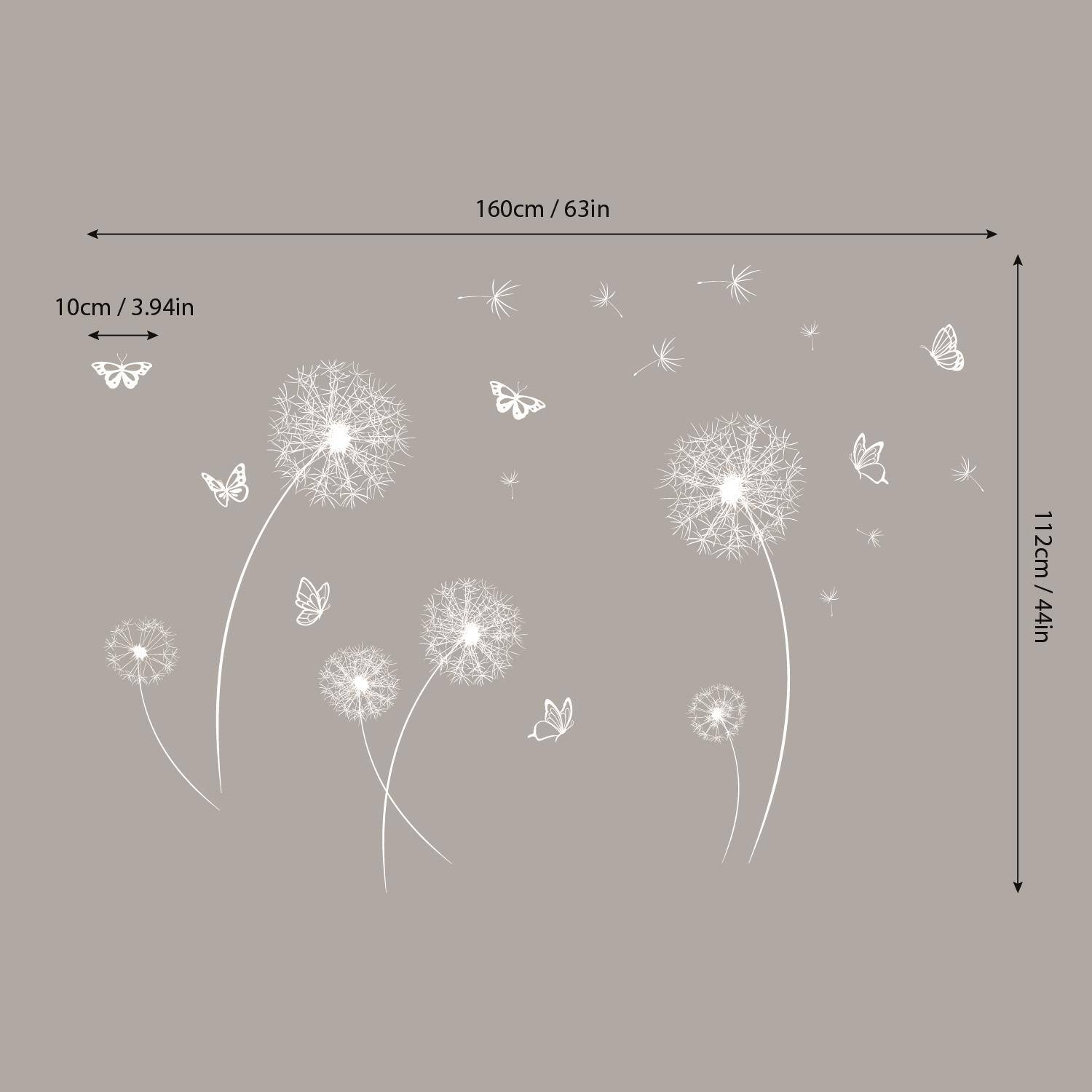 White Dandelion and Butterflies Wall Stickers Home Decals DIY Decor Bed Bath & Beyond 35269820