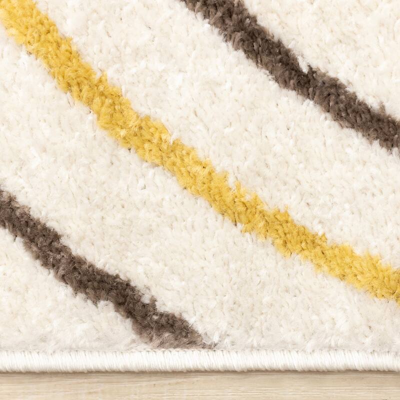 Cream Grey Multi-Colored Double Archway Area Rug