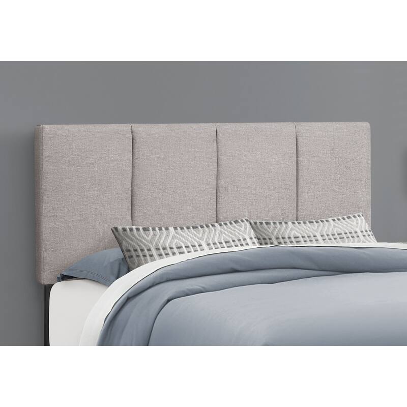 Grey Linen-Look Upholstered Queen Platform Bed with Solid Wood Legs and Soft Square-Tufted Headboard
