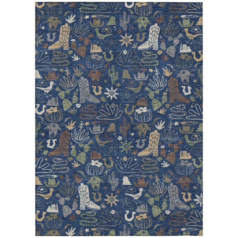 Machine Washable Indoor/ Outdoor Modern Ranch Chantille Rug