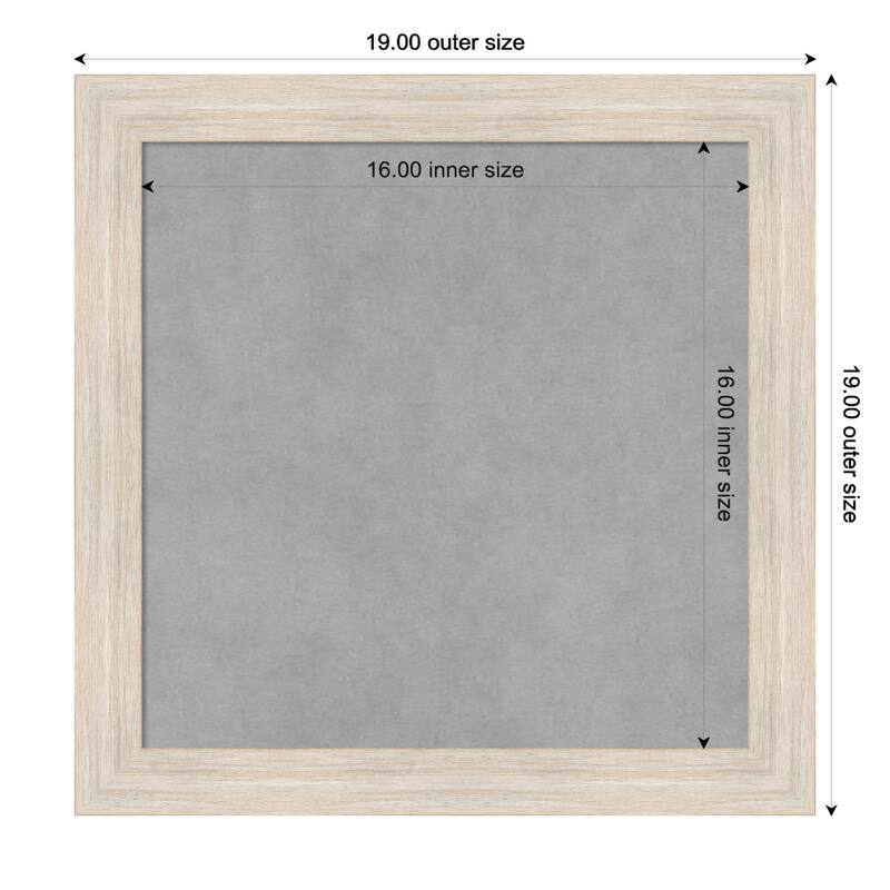 Amanti Art Hardwood White Wash Narrow Framed Magnetic Board - Board Size 16x16