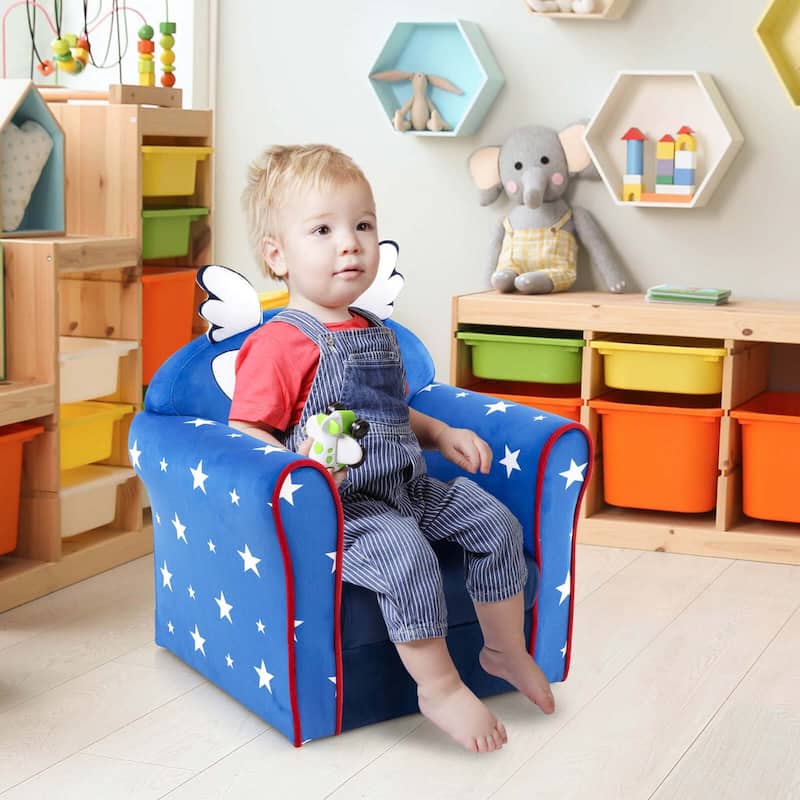 Costway Kid's Sofa Chair Toddler Upholstered Armchair Wooden Frame - See Details