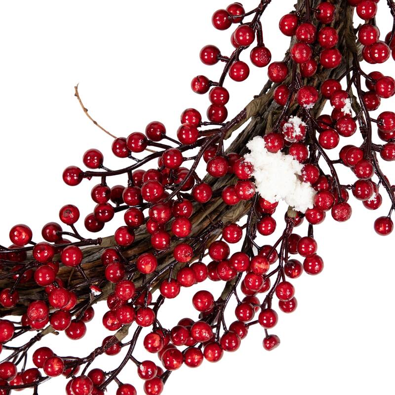 Red Berry with Frosted Accents Artificial Christmas Wreath - Unlit 18"
