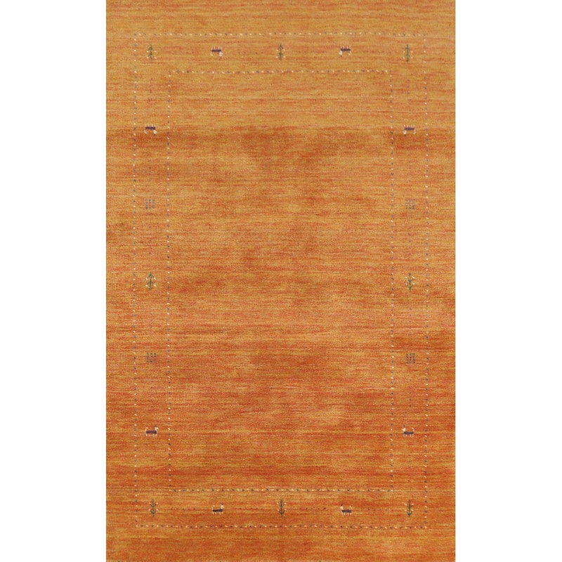 Hand Knotted Oriental 100% Wool Carpet Tribal Tribal Oranges & Rust Gabbeh Area Rug - 7' 8'' X 4' 11''