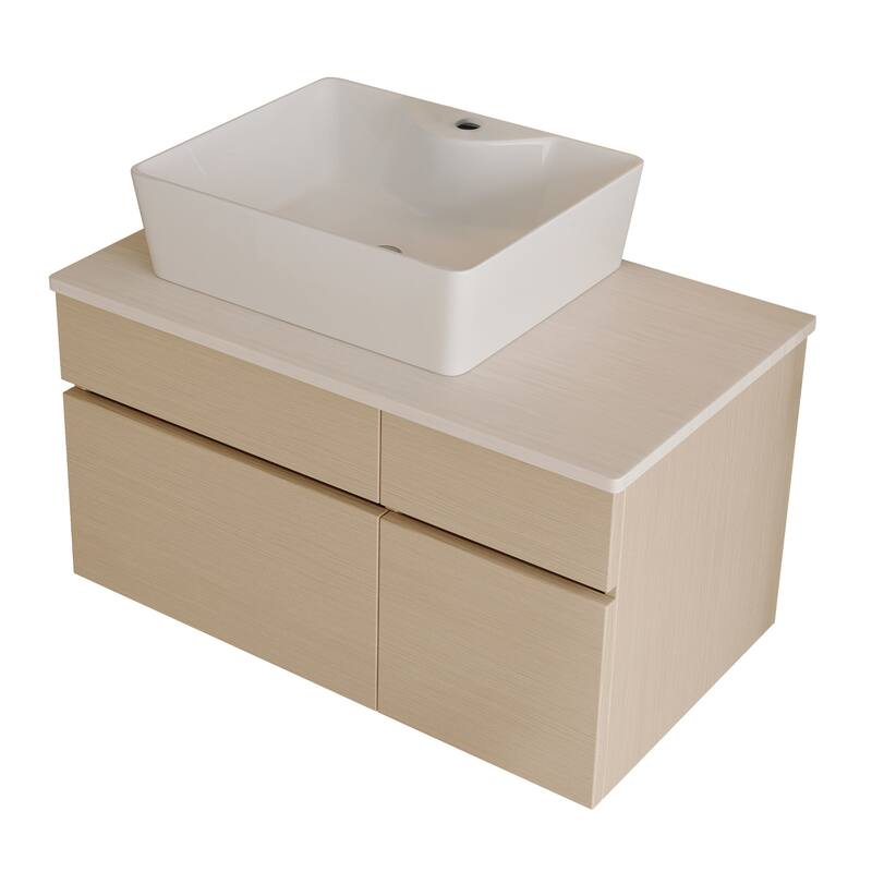31.5 Inches Floating Single Small Bathroom Vanity with Sink