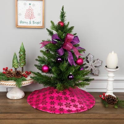 Sequin Snowflake Mini Christmas Tree Skirt - Pink - 20"
