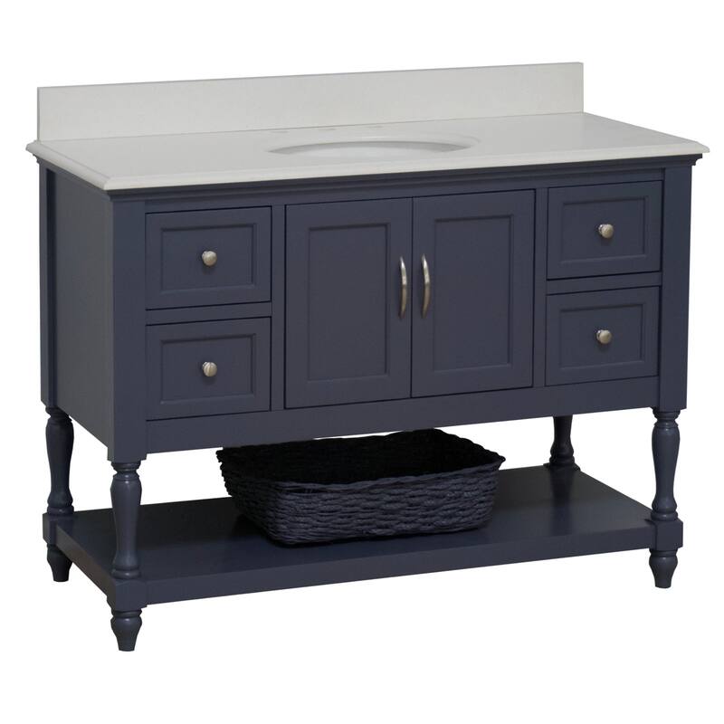 KitchenBathCollection Beverly 48" Bathroom Vanity with Quartz Top