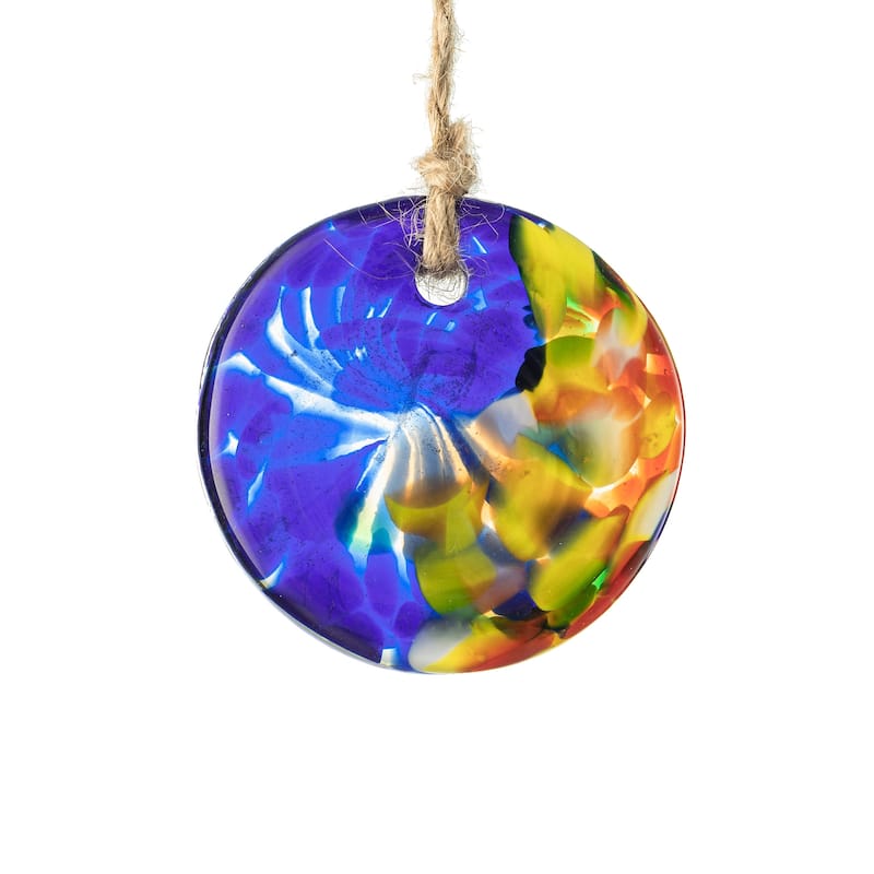 Glitzhome Set of 2 - 26"H Glass Twist Glaze Windchime - 32''H