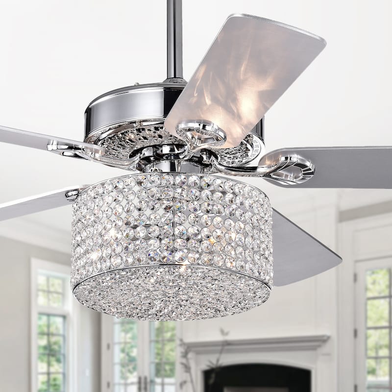 Rexen Chrome 52-Inch 5-blade Lighted Ceiling Fan - 52-inches Diameter