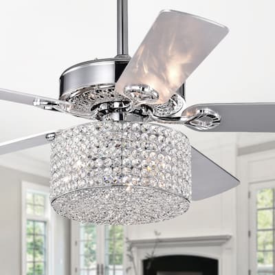 Rexen Chrome 52-Inch 5-blade Lighted Ceiling Fan - 52-inches Diameter