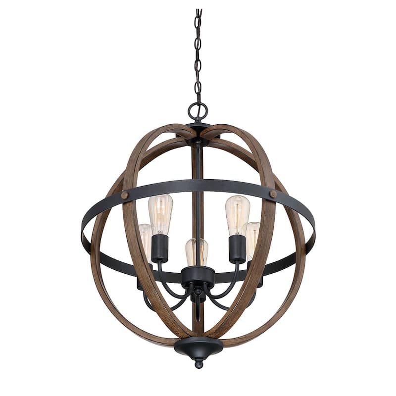 Trade Winds Lighting 5-Light Pendant Light In Wood