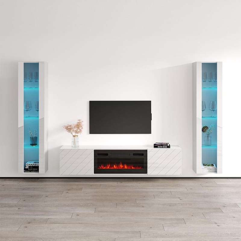 Luxe BL-EF Floating Fireplace Entertainment Center - 41 - White