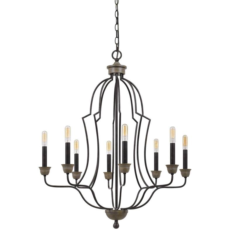 8 Light Chandelier with Textured Bronze Tubular Metal Frame for Dining Room, Kitchen, or Living Room Lighting - 33.75