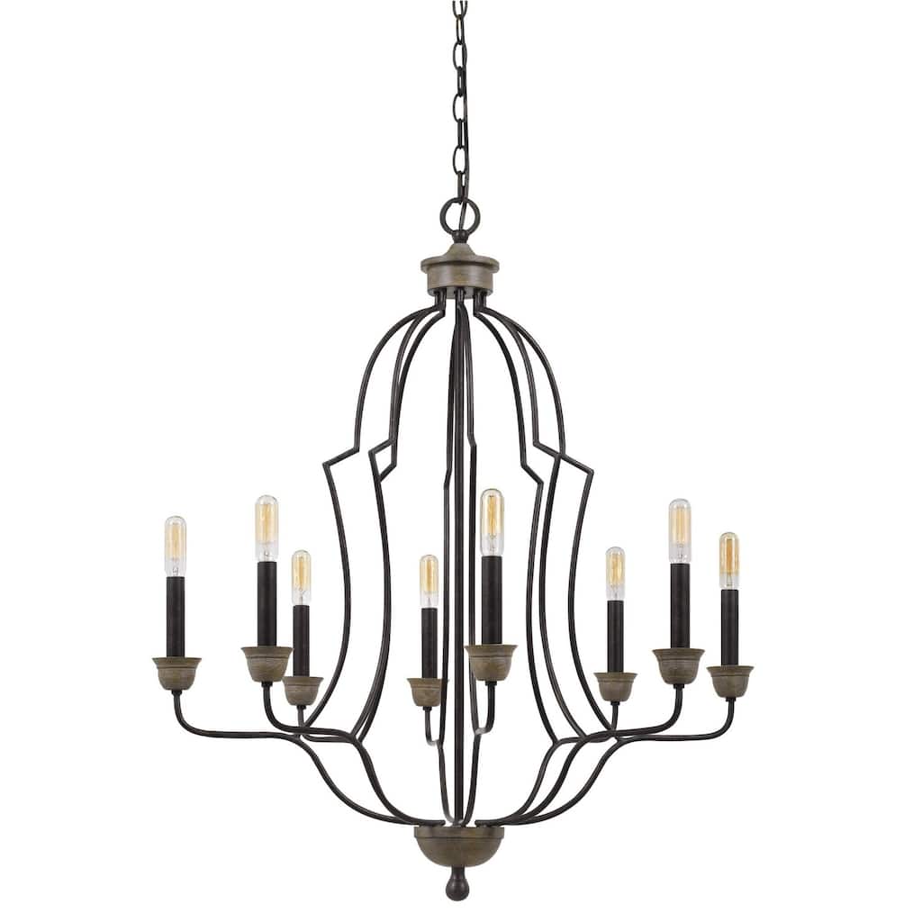8 Light Chandelier with Textured Bronze Tubular Metal Frame for Dining Room, Kitchen, or Living Room Lighting - 33.75