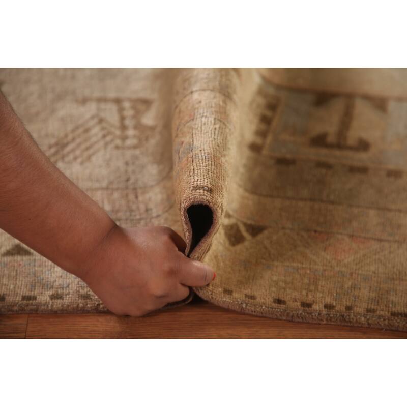 Tribal Animals Ardebil Persian Antique Runner Rug Handmade Wool Carpet - 4'0" x 10'11"