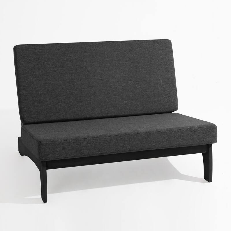 Outdoor Teak Wood Waterproof Armless Chair Loveseat with Cushions