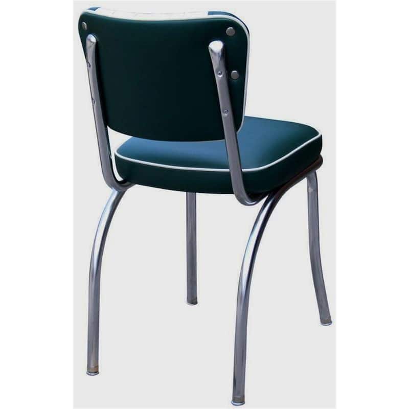 Diner Chair Retro Style Chrome Frame Vinyl Seat - Black White - Restaurant Kitchen Bar - 31.5