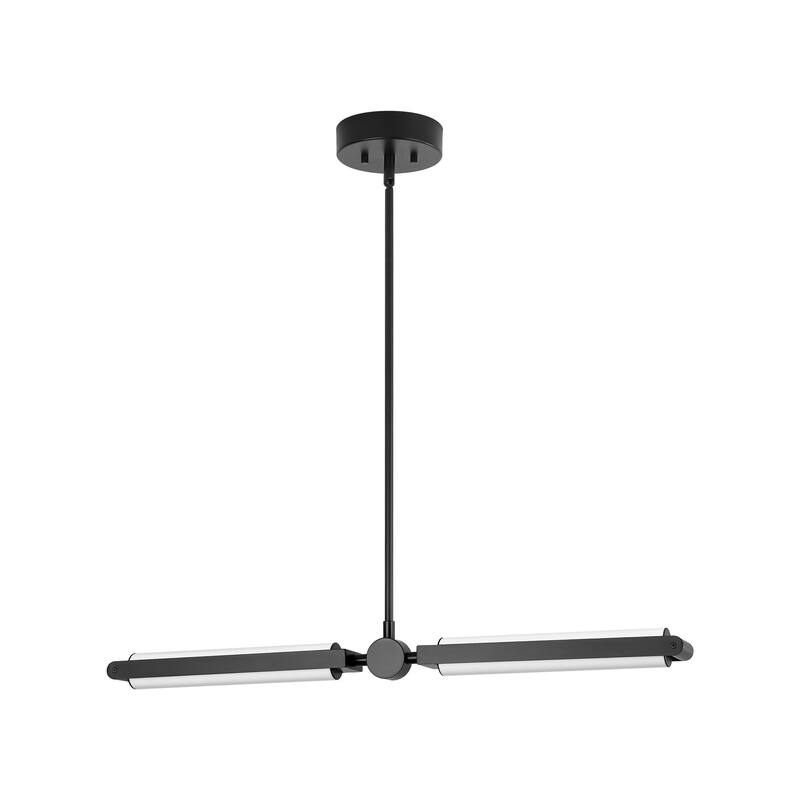 2-Light Modern Linear Dimmable Integrated LED 3000K Warm Light Kitchen Island Pendant Light