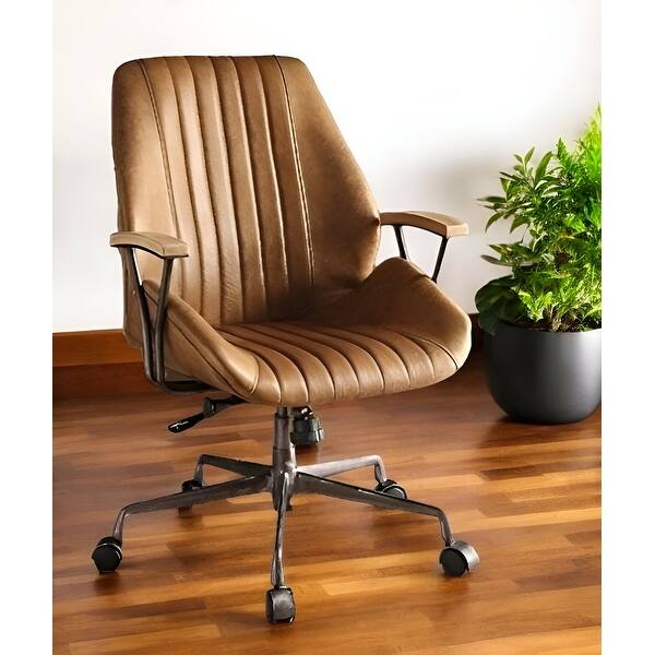 Coffee and Black Adjustable Swivel Faux Leather Rolling Task Chair Coffee and Black Adjustable Swivel Faux Leather Rolling Task Chair