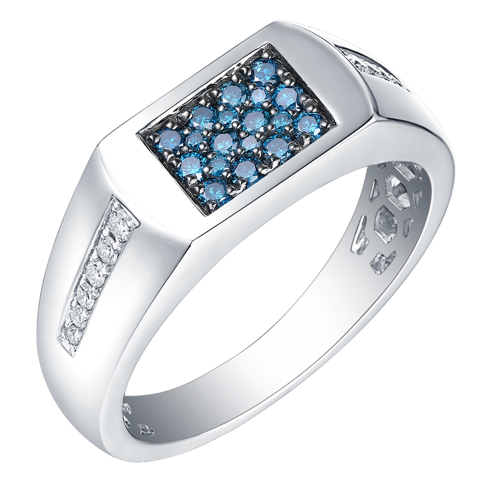 Shop Prism Jewel 0 40ct Si1 Blue Diamond G H I1 Natural Diamond Men S Anniversary Ring Overstock 21693480