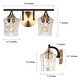 preview thumbnail 17 of 18, Modern Black Gold Bathroom Vanity Light Hammered Glass Wall Sconces