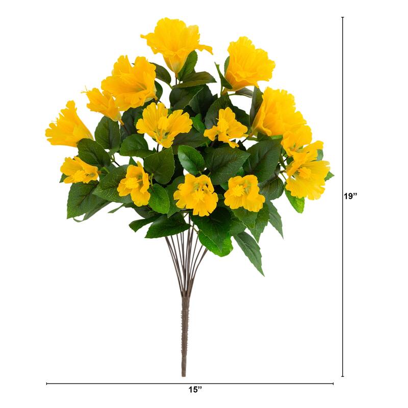 19-in UV Resistant Artificial Hibiscus Bush - Set of 3