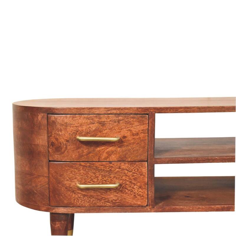 Artisan Furniture Solid Wood 3-Drawer Rounded Chest ,Brown