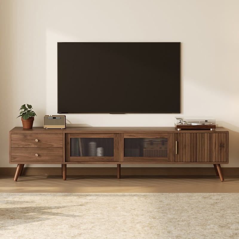 76-Inch TV Stand For Tvs Up To 85", Entertainment Center TV Media Console Table With Storage Cabinet And 2 Drawers - Brown