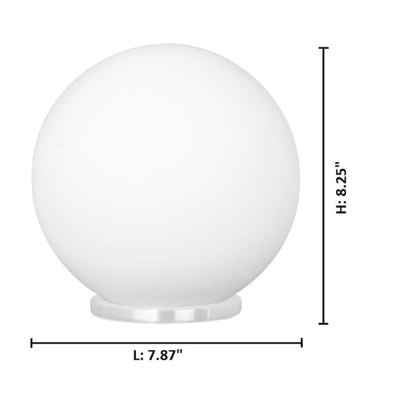 Eglo Rondo 1-Light White Round Table Lamp with Opal Frosted Glass