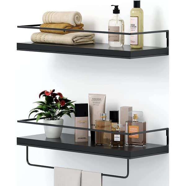 Wall Mounted Hanging Shelves with Towel Rack Set of 2 On Sale Bed