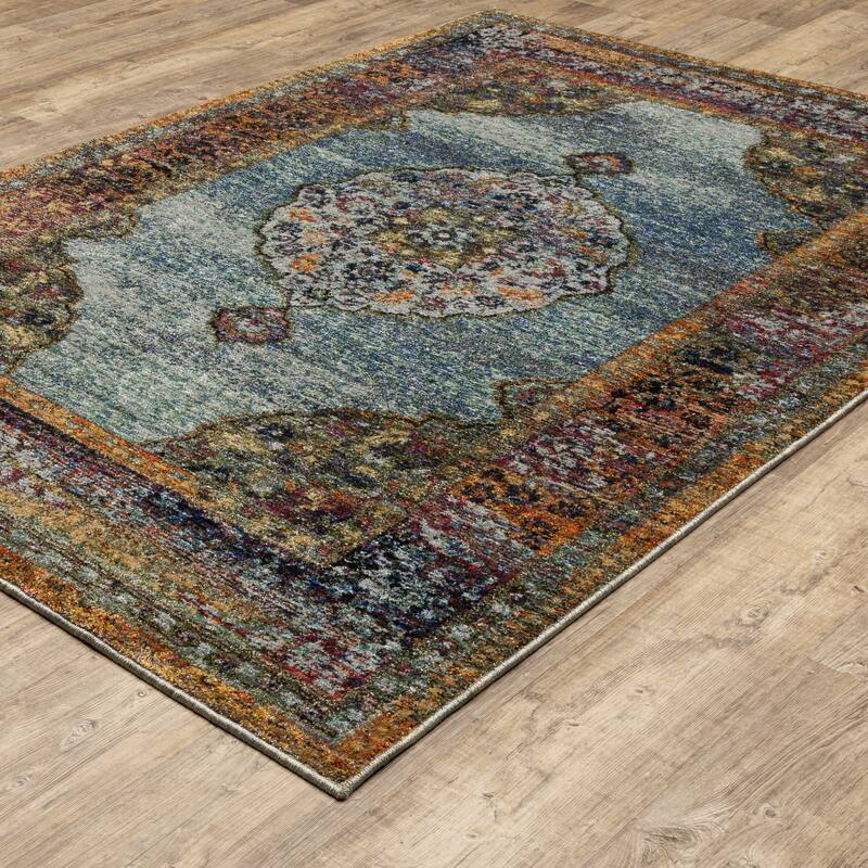 Style Haven Adaylnn Morris Persian Inspired Medallion Blue/Multi Area Rug