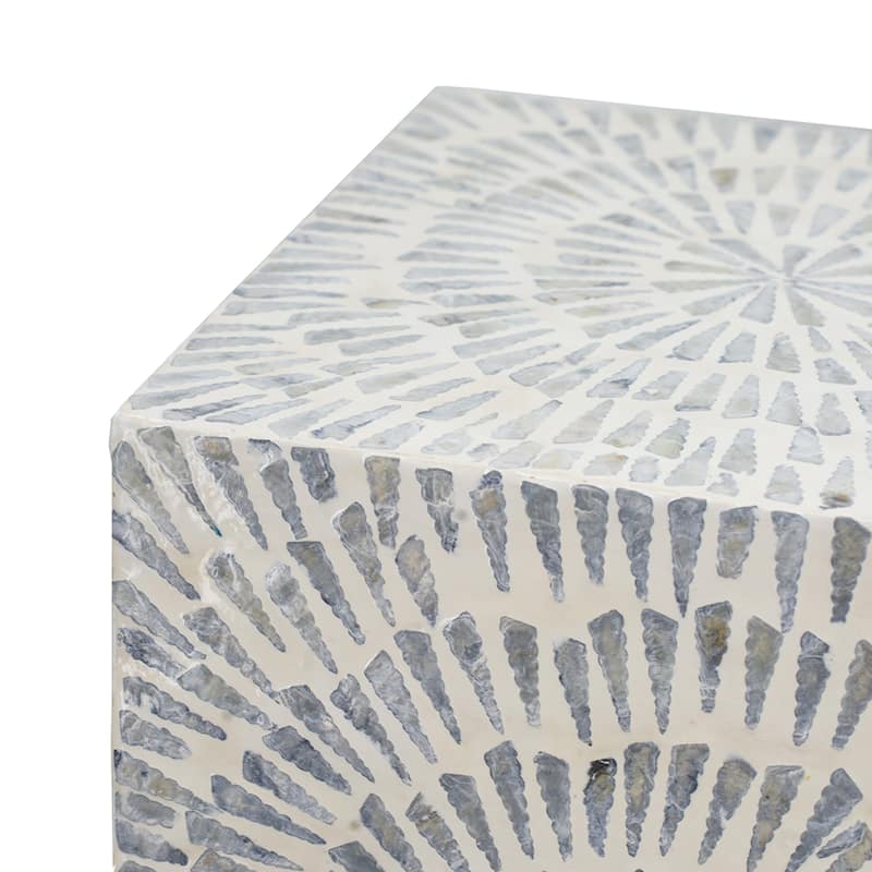 Square Starburst Capiz Inlay Accent Stool - 17.75"