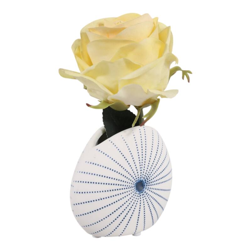 Round Shell Ceramic Vase - Stylish Dotted Pattern Flower Vase