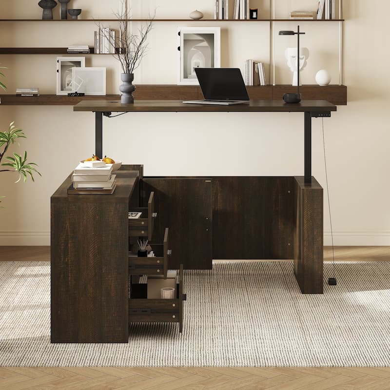 L-Shaped Office Computer Desk with Adjustable Tableboard Study Desk