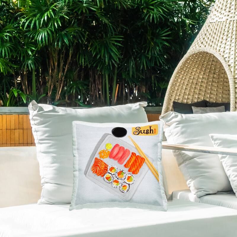 Stupell Delicious Sushi Plate Printed Outdoor Throw Pillow Design by Juliet Rose Philips