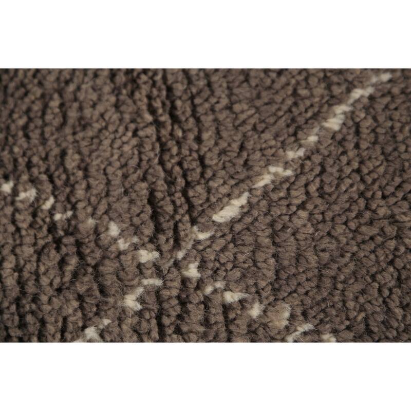 All-Over Brown Trellis Moroccan Indian Rug Hand-Knotted Wool Carpet - 5'1" x 8'2"