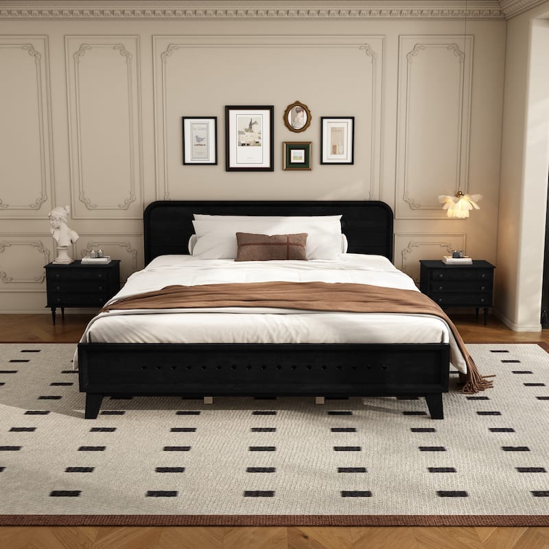 Christopher Knight Home- Alaric Solid Pine Wood Bed with Headboard